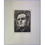 STELLER Pawel - Portrait of a Polish Army Pilot - Stefan Okrzeja - 1950 [woodcut].