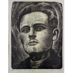 STELLER Pawel - Portrait of a Polish Army Pilot - Stefan Okrzeja - 1950 [woodcut].
