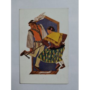 Postcard Z. Stryjeńska - Polish Dances - Highlander.
