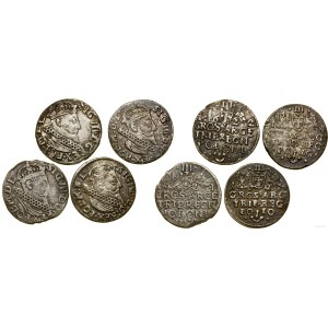 Polska, zestaw 4 x trojak, 1621, 1622, 2 x 1624, Kraków