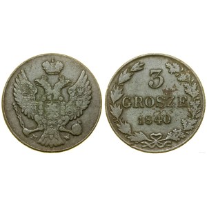 Polska, 3 grosze (trojak), 1840 MW, Warszawa