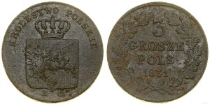 Poland, 3 pennies, 1831 KG, Warsaw