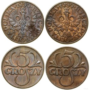 Polska, zestaw: 2 x 5 groszy, 1939, Warszawa