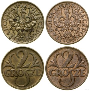 Poland, set: 2 x 2 pennies, 1923 and 1939, Warsaw.