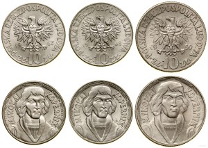 Poland, set of 3 x 10 gold, 1959, 1967, 1968, Warsaw
