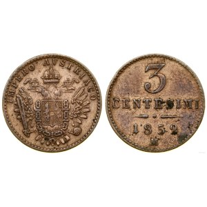 Austria, 3 centisimi, 1852 M, Milan