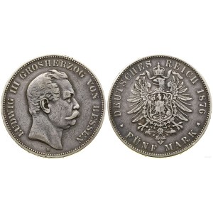 Allemagne, 5 marks, 1876 H, Darmstadt