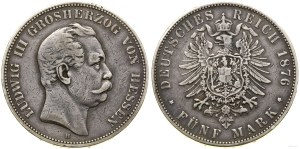 Germany, 5 marks, 1876 H, Darmstadt