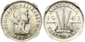Australia 3 Pence 1963 NGC MS 66