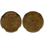 Austria 1 Kreuzer 1860 A NGC MS 64 BN TOP POP