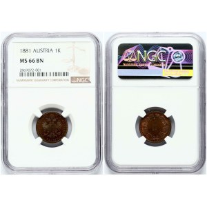 Austria 1 Kreuzer 1881 NGC MS 66 BN TOP POP