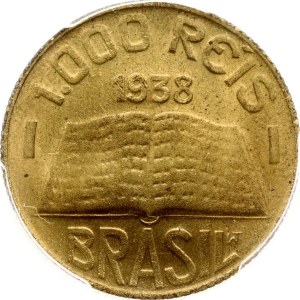 Brazília 1000 reis 1938 Anchieta PCGS MS 65 MAX GRADE