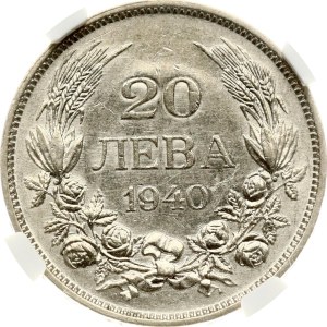 Bulgaria 20 Leva 1940 A NGC AU 53