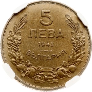 Bulgaria 5 Leva 1943 NGC MS 62