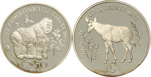 Congo Zaire 2½ & 5 Zaires 1975 Conservation Set of 2 coins
