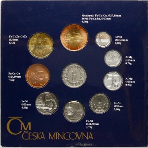 Czech Republic 10 Haleru - 50 Korun 1995 Set of 9 coins & token