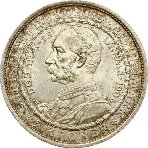 Denmark 2 Kroner 1906 VBP GJ Death of Christian IX