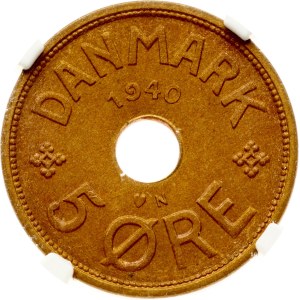 Denmark 5 Ore 1940 N GJ NGC MS 66 BN