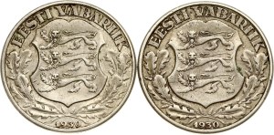 Estonia 2 Krooni 1930 Toompea Fortress Lot of 2 coins