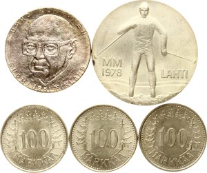 Finland 25 - 100 Markkaa 1956-1981 Lot of 5 coins