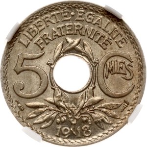 France 5 Centimes 1918 NGC MS 63