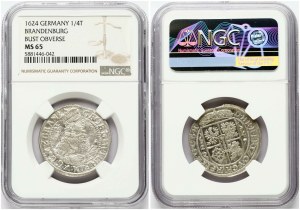Germany Brandenburg-Prussia 1 Ort 1624 (R2) NGC MS 65