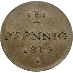 Germany Frankfurt 1 Pfennig 1819 Judenpfennig