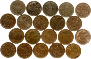 Germany 1 Pfennig - 1 Reichspfennig 1874-1933 Lot of 20 coins