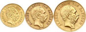 Germany Saxony 5 Mark - 20 Mark 1877-1898 E Lot of 3 coins