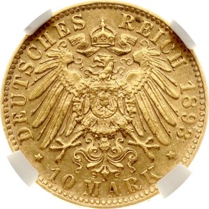 Germany Württemberg 10 Mark 1893 F NGC AU 58