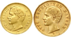 Germany Bavaria 20 Mark 1895 D & 10 Mark 1901 D Lot of 2 coins