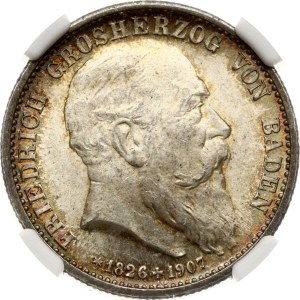 Germany Baden 2 Mark 1907 Death of Friedrich I NGC MS 65