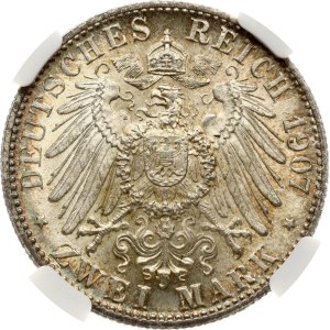 Germany Baden 2 Mark 1907 Death of Friedrich I NGC MS 65