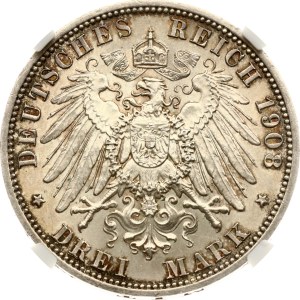 Germany Prussia 3 Mark 1908 A NGC MS 62
