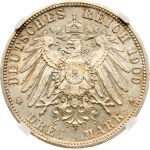 Germany Bavaria 3 Mark 1909 D NGC MS 63