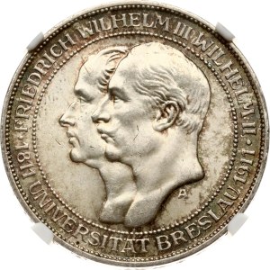 Germany Prussia 3 Mark 1911 A University of Breslau NGC MS 65