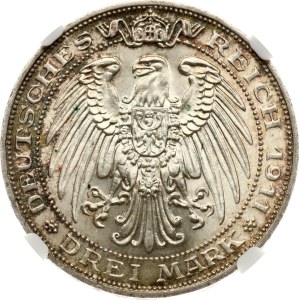 Germany Prussia 3 Mark 1911 A University of Breslau NGC MS 65