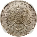 Germany Bavaria 5 Mark 1911 D Birthday NGC MS 65