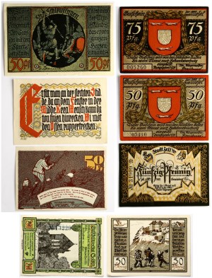 Germany German notgeld 50 Pfennig - 2 Mark 1921-1922 Lo of 8 pcs