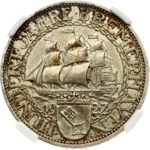 Germany Weimar Republic 3 Reichsmark 1927 A Bremerhaven NGC MS 64