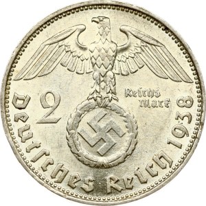 Germany Third Reich 2 Reichsmark 1938 E Hindenburg