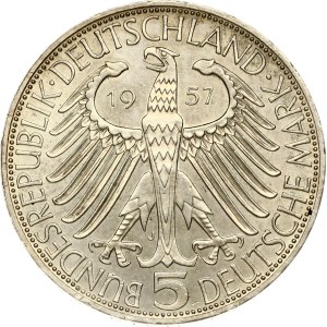 Germany Federal Republic 5 Mark 1957 JJoseph von Eichendorff