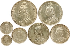 Great Britain 3 Pence - Crown 1887 Set of 7 coins