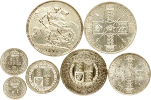 Great Britain 3 Pence - Crown 1887 Set of 7 coins