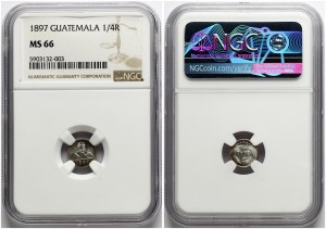 Guatemala 1/4 Real 1897 NGC MS 66