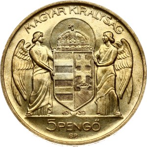 Hungary 5 Pengo 1939 Miklos Horthy