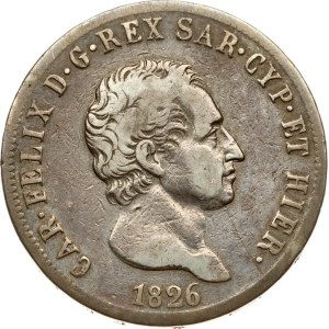 Italy Piedmont-Sardinia 5 Lire 1826 L