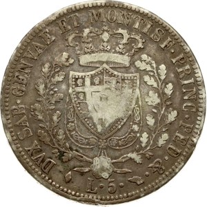 Italy Piedmont-Sardinia 5 Lire 1826 L