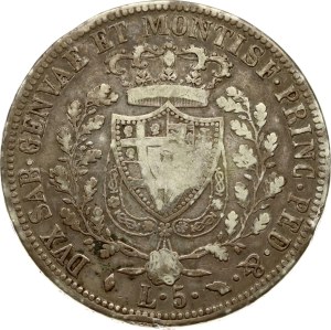 Italy Piedmont-Sardinia 5 Lire 1826 L