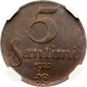 Latvia 5 Santimi 1922 NGC MS 64 BN
